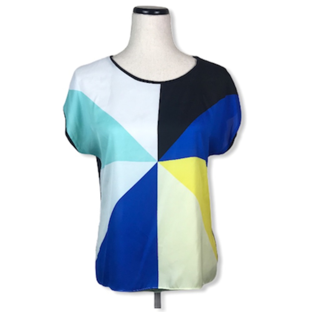 Cynthia Rowley Color Block Wheel satin top